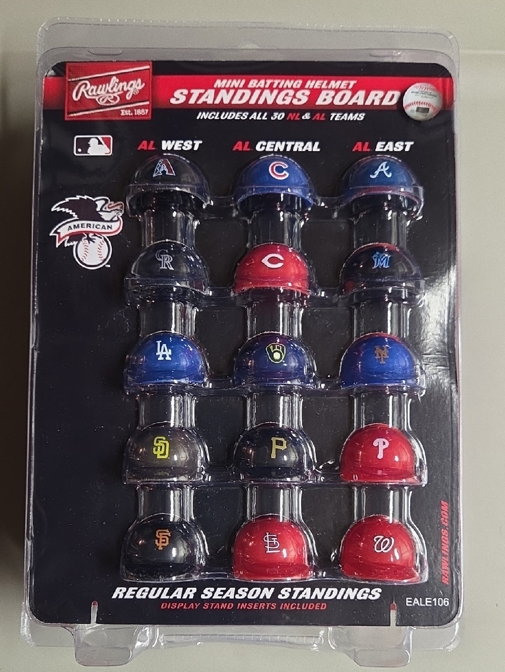 Rawlings Mini Batting Helmet Standings Board - American and National Leagues
